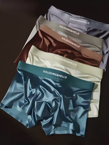 Premium Ice Silk Textured Boxer Briefs, Soft Breathable Underwear with Smooth Elastic Waistband (Pack Of 3)