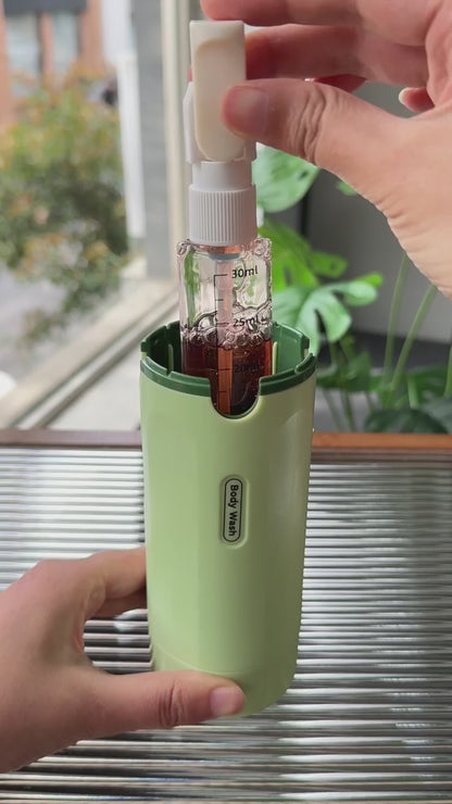 4 in 1 Travel Dispenser Bottles Shampoo Refillable Leak Proof TSA Compliant Size Containers Toiletries Toiletry with Pump Design Portable Organizer Conditioner Lotion Cream Vacation
